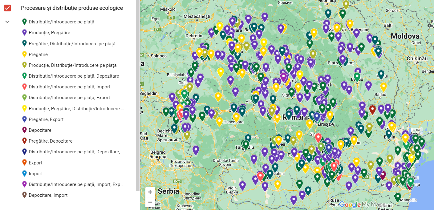 Harta procesatorilor și distribuitorilor de produse ecologice