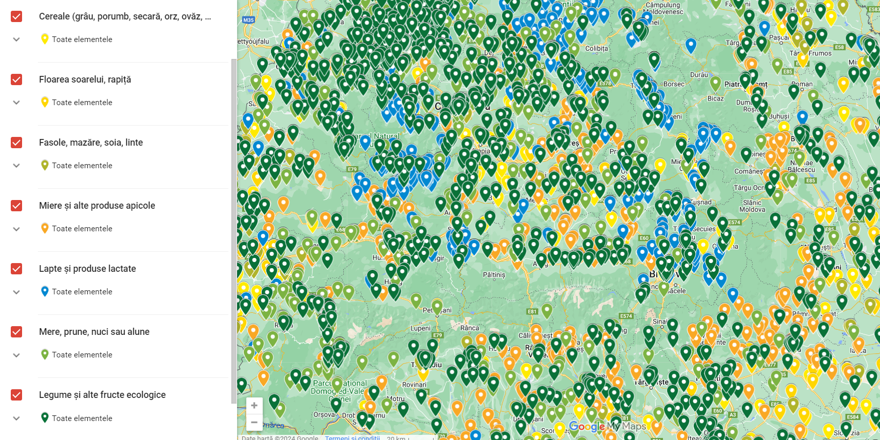 Harta producătorilor agricoli înscriși în agricultură ecologică