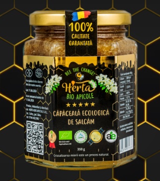 Miere ecologica BIO de salcam cu capaceala 350g