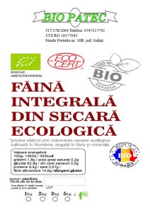 Făină integrală din secară ecologică