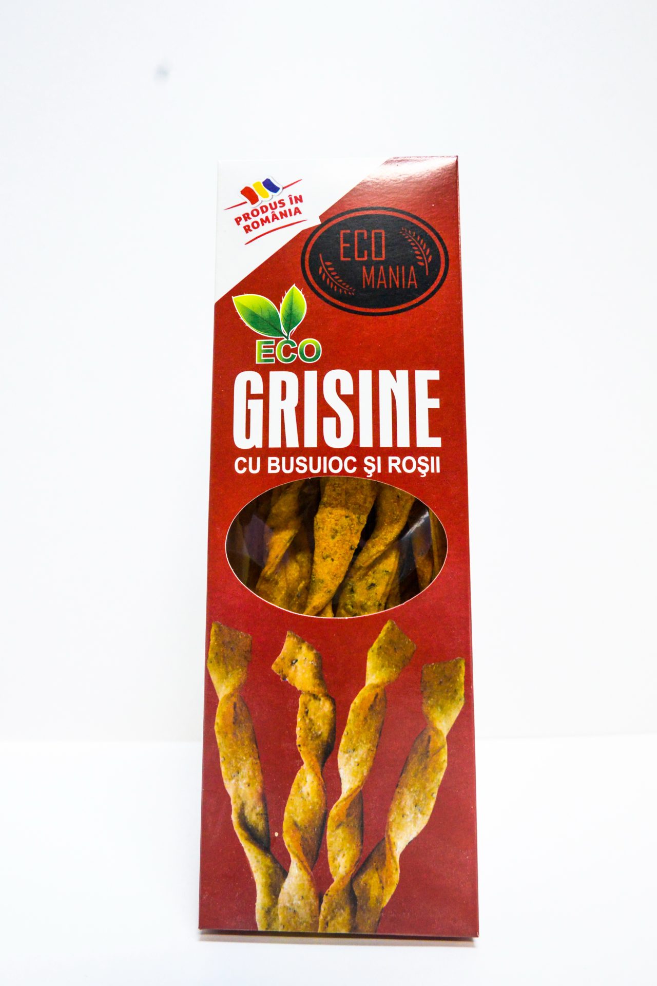Grisine ecologice  cu busuioc si rosii 125g