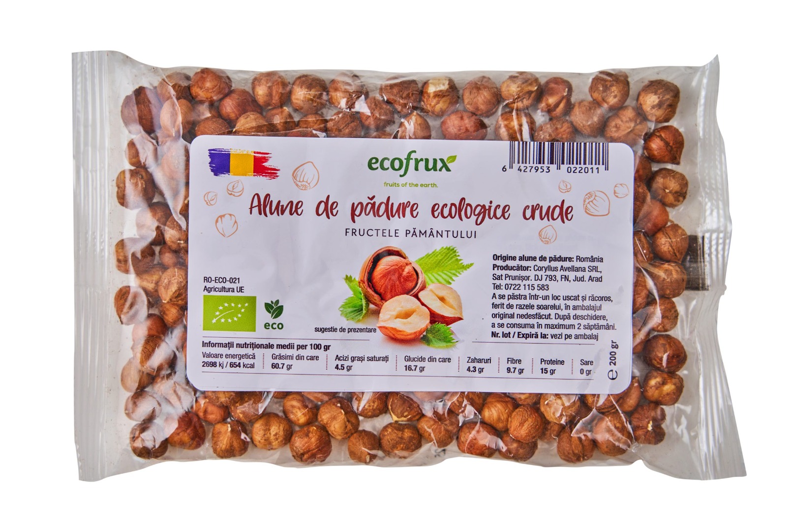 Alune de pădure ecologice crude, 200gr